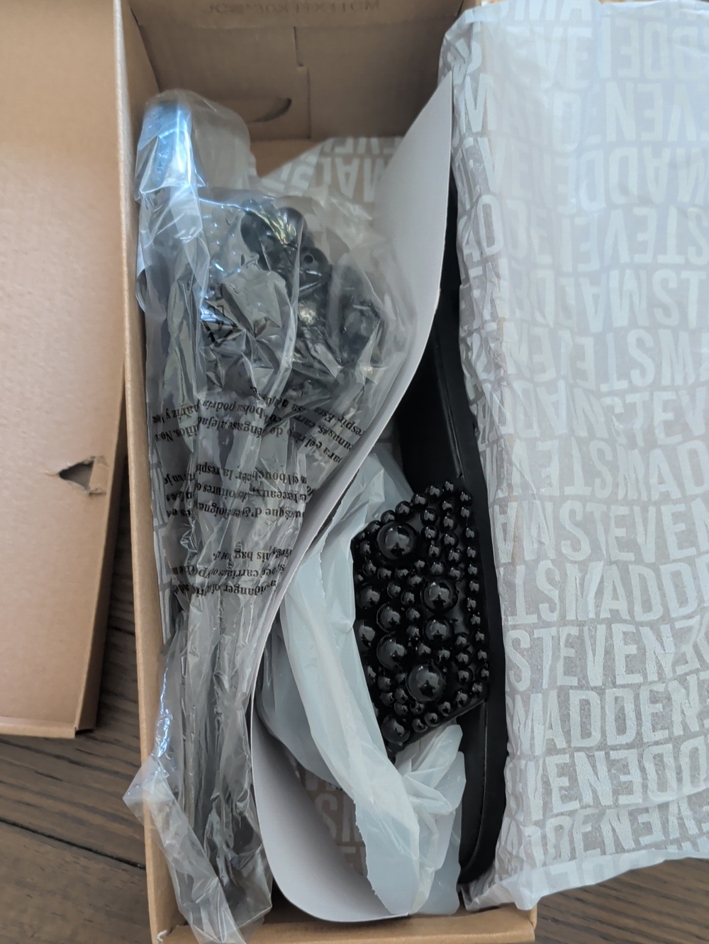 Steve Madden Black Beaded Slide Sandals - Picture 8 of 8